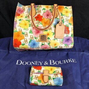 Dooney & Bourke Janine Signature Multicolor Floral Shoulder Purse and Wallet
